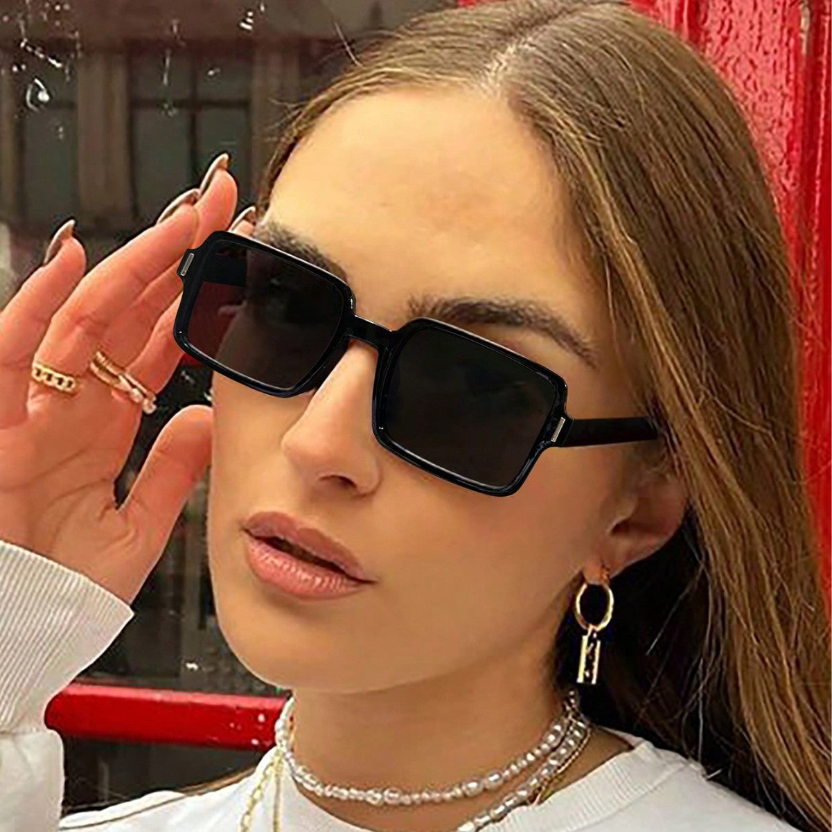 Damen quadratische Sonnenbrille im eleganten Leopardenmuster Karnz