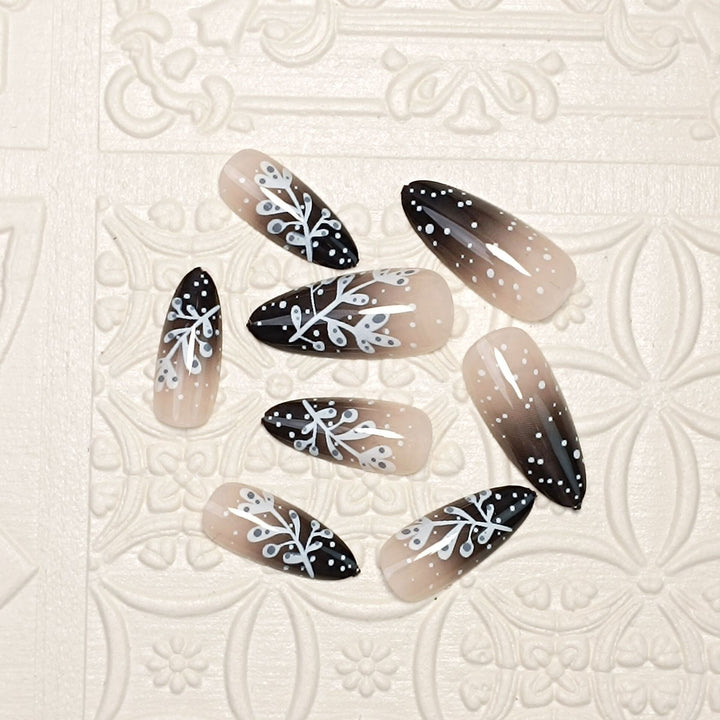 Elegante Ombre Floral Press-On Nagel Set Karnz