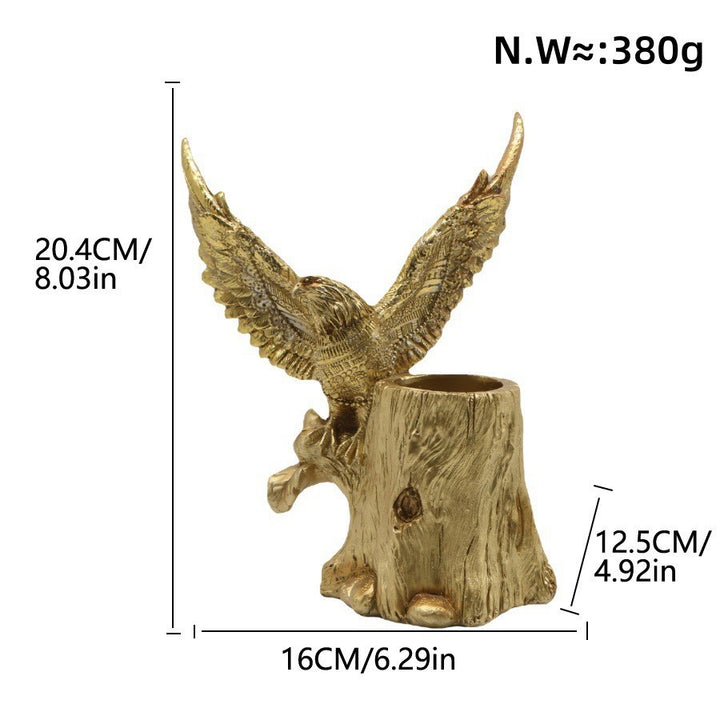 Elegante Gartenfigur mit Adler auf Baumstamm Karnz