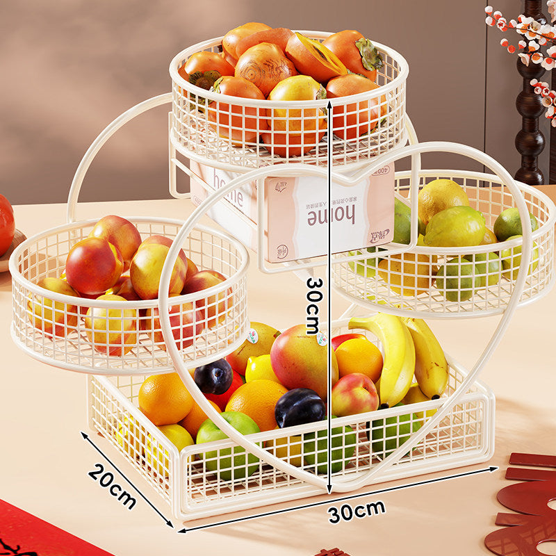Herzförmiger dreistufiger Metall Obstkorb Organizer