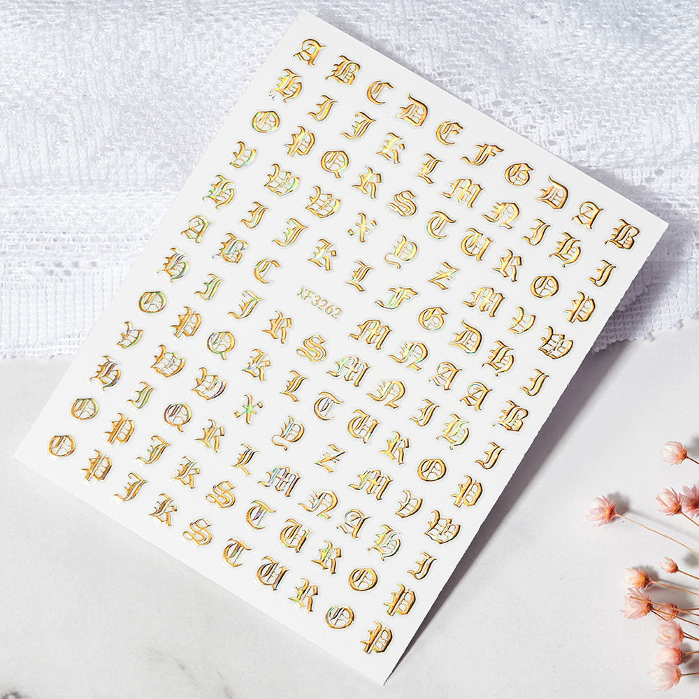 Dekorative Alphabet Nagelkunst Aufkleber