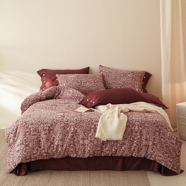 Bettwäsche-Set aus atmungsaktivem Baumwollsatin mit feinem Mosaik‑Kachelprint und Wendefunktion