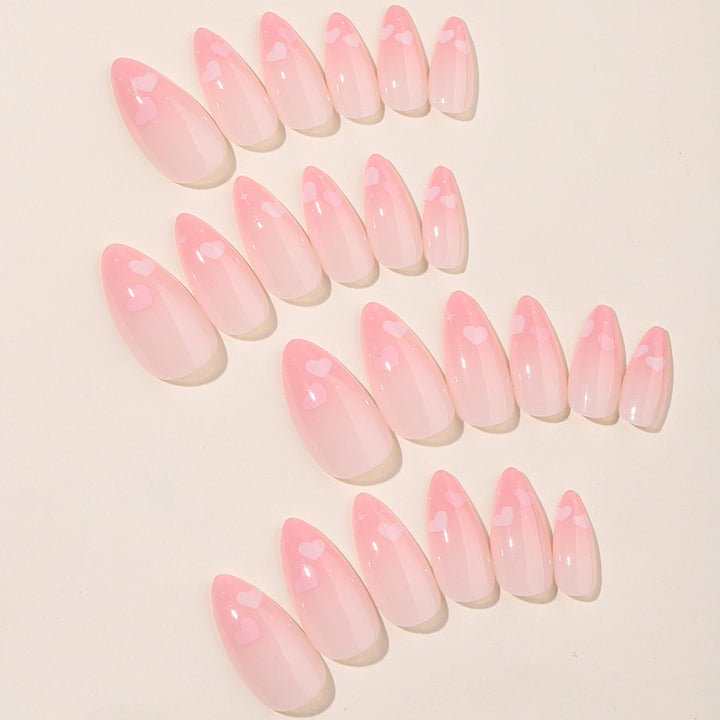 Elegantes mandelförmiges Press-On-Nagelset Karnz