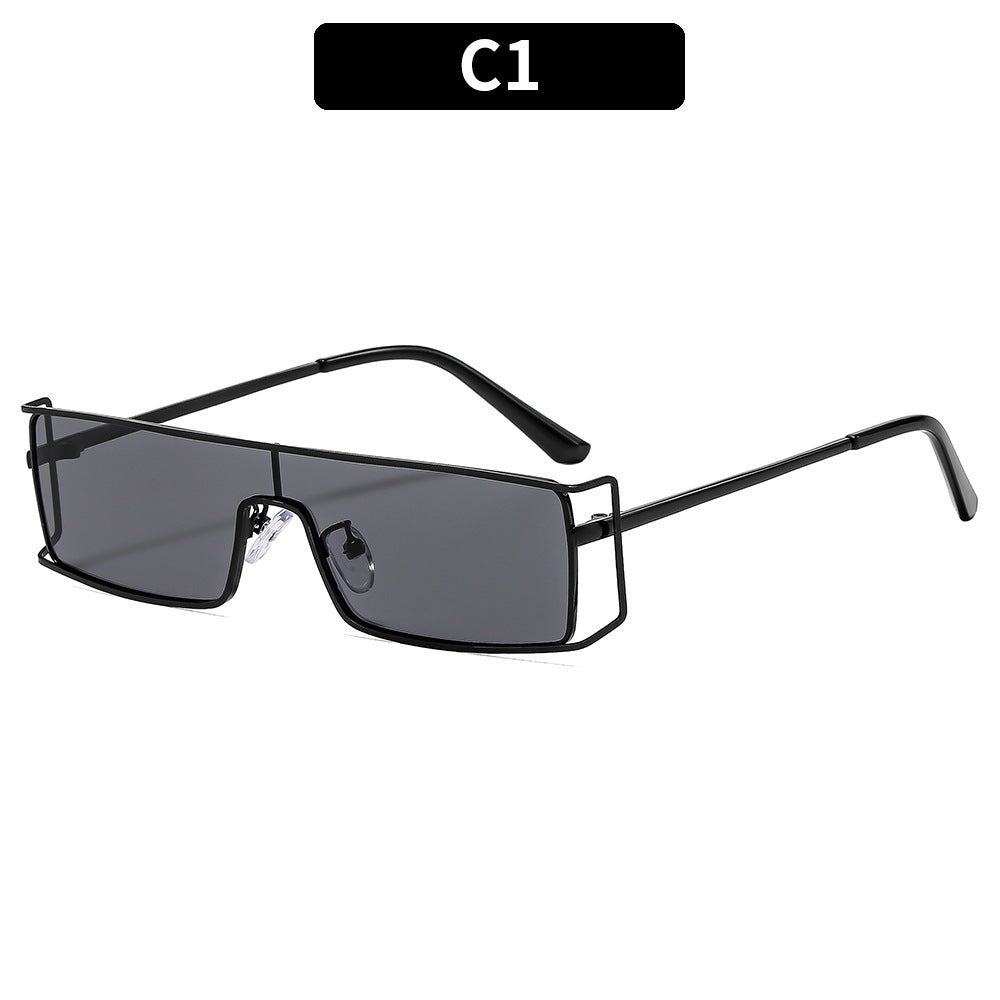 Geometrische Schild-Sonnenbrille mit luxuriösen Metallakzenten