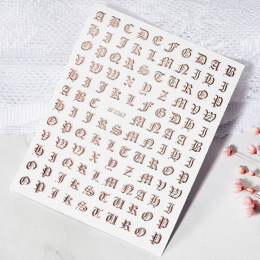 Dekorative Alphabet Nagelkunst Aufkleber