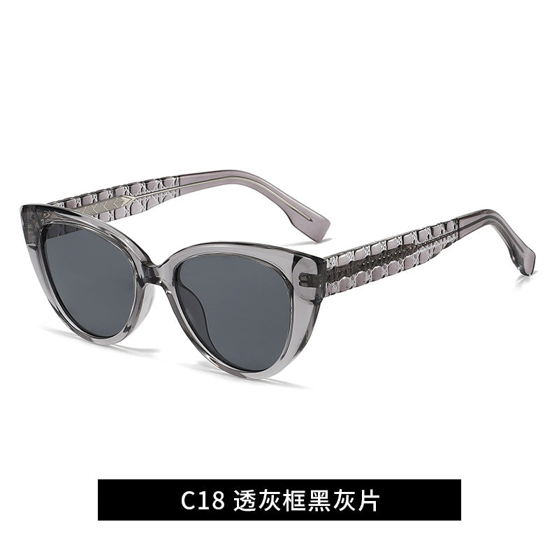 Damen Cat-Eye Sonnenbrille mit dekorativem Steg Karnz