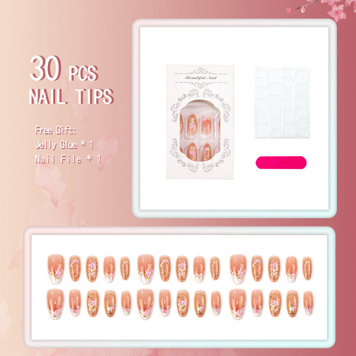 Blumenverzierte Press-On-Nagelset