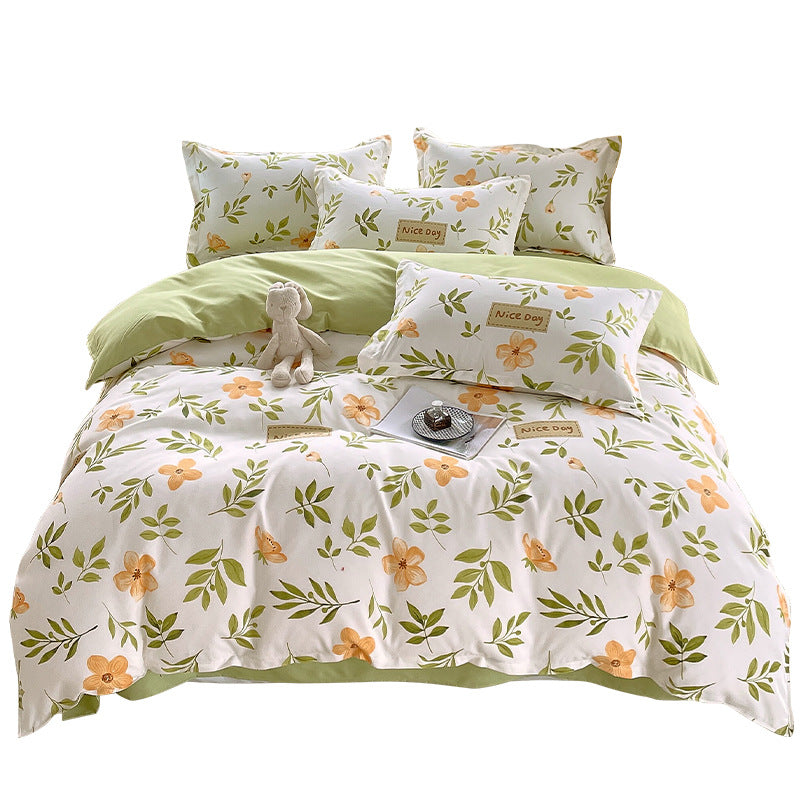 Verspieltes Blumenmuster Bettwäsche Set