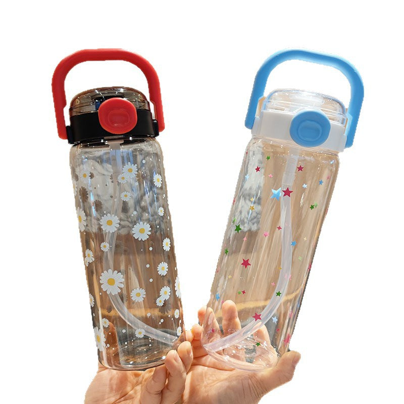 Damen Trinkflasche mit auslaufsicherem Deckel und integriertem Strohhalm Karnz