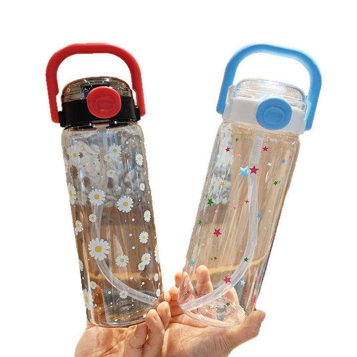 Damen Trinkflasche mit auslaufsicherem Deckel und integriertem Strohhalm Karnz