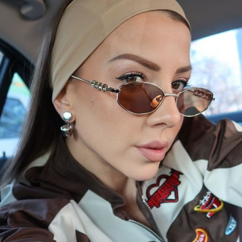 Damen modische Sonnenbrille mit elegantem Edelstahlrahmen und UV-Schutz Karnz
