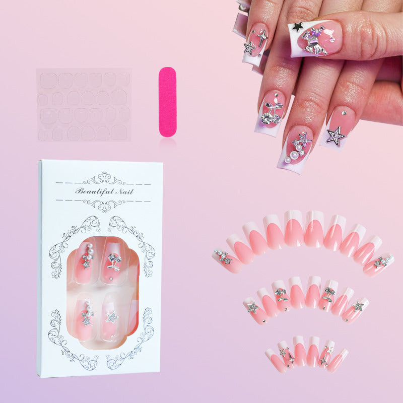 Kunstnagelset mit dekorativen Blüten- und Glitzermotiven Karnz