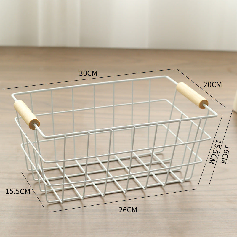 Unisex Drahtaufbewahrungskorb mit ergonomischen Holzgriffen Karnz