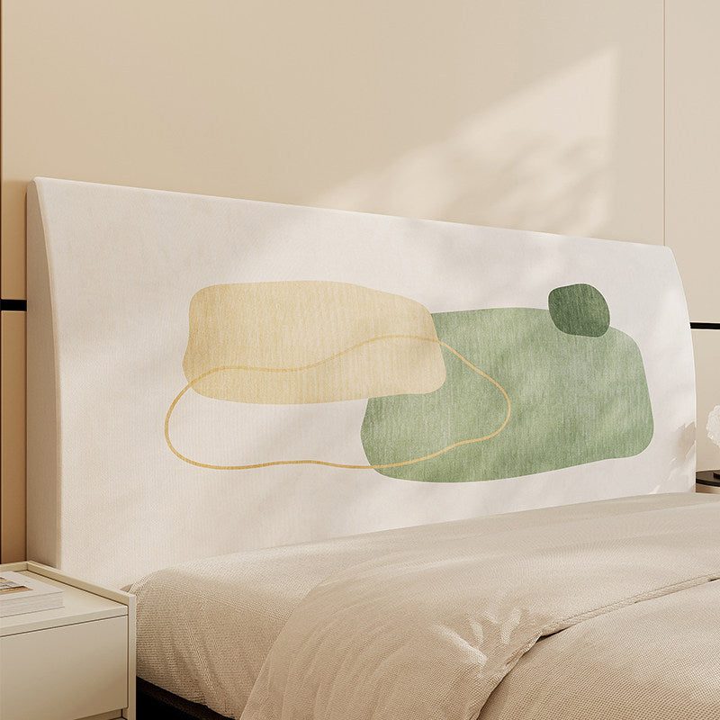 Upholstered Padded Headboard Cover with Abstract Minimalist Print