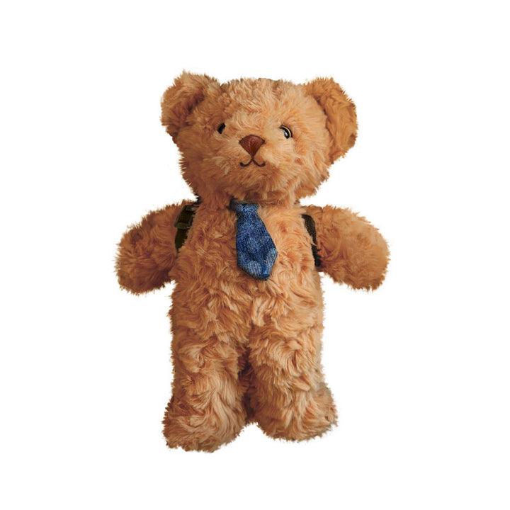 Plüsch Teddy-Bär mit Denim-Fliege und Mini-Rucksack-Trageriemen-Detail Karnz