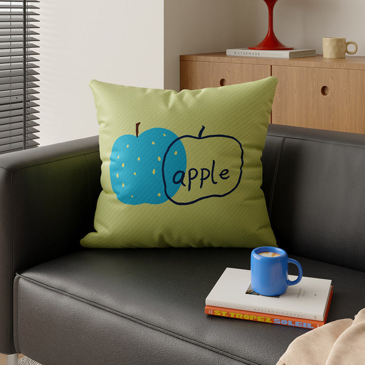 Square Decorative Throw Pillow Cover with Playful Tomato Illustration and Hidden Zipper