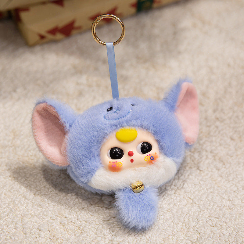 Bunny Plüsch Taschenanhänger mit Glocke und sammelbarem Harzgesicht Karnz