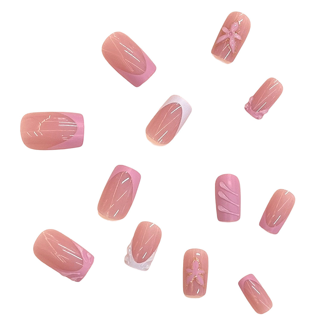 Elegantes Blumendesign Press-On-Nagelset Karnz