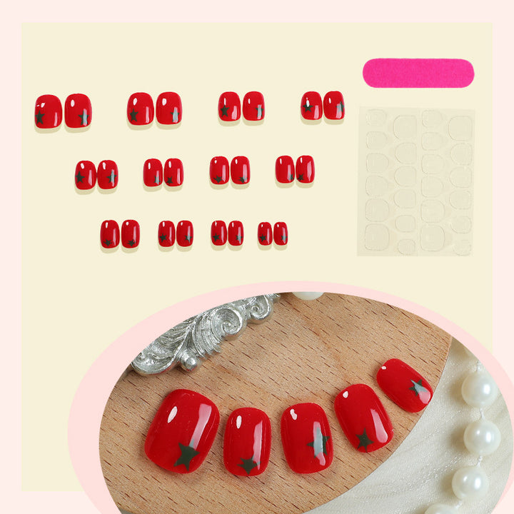 Künstlerisches Press-On-Nagelset mit Stern-Designs Karnz