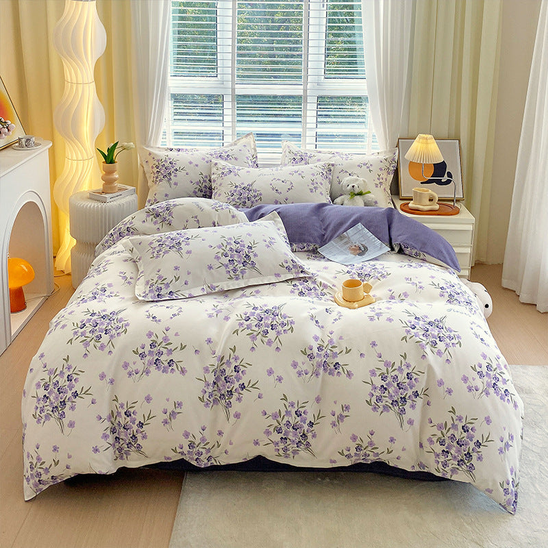 Verspieltes Blumenmuster Bettwäsche Set
