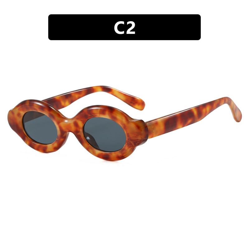 Damen Sonnenbrille im trendigen Retro-Design mit ovalen Gläsern Karnz