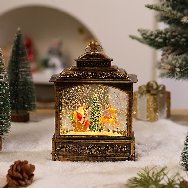 Nostalgische Weihnachtslaterne mit beweglicher Schneefallszene Karnz