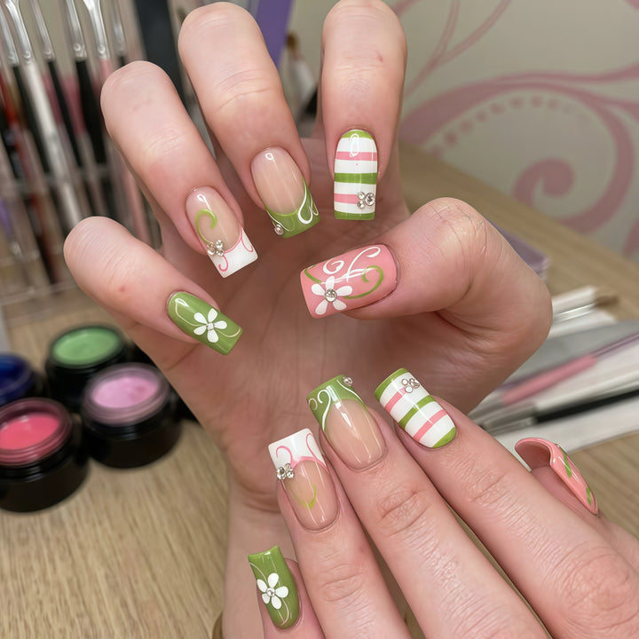 3D Floral Art Press-On Nail Set Karnz