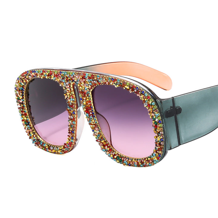 Damen auffällige Sonnenbrille mit Kristallverzierung Karnz