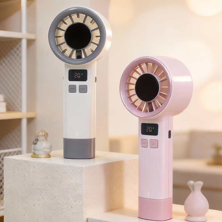 Damen Tragbarer Handventilator mit digitaler Geschwindigkeitsanzeige und stilvollem Design Karnz