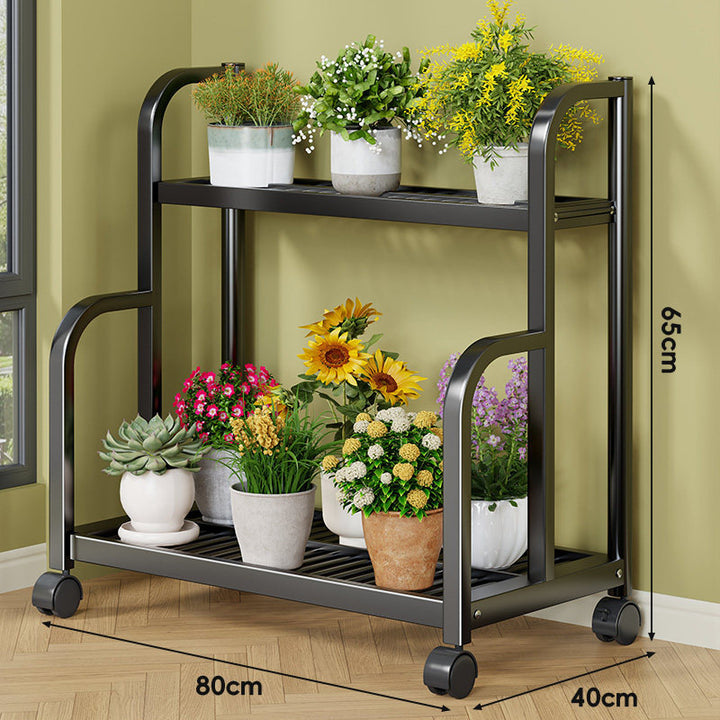 Drei-Ebenen Rollbares Metall Pflanzen Display Regal