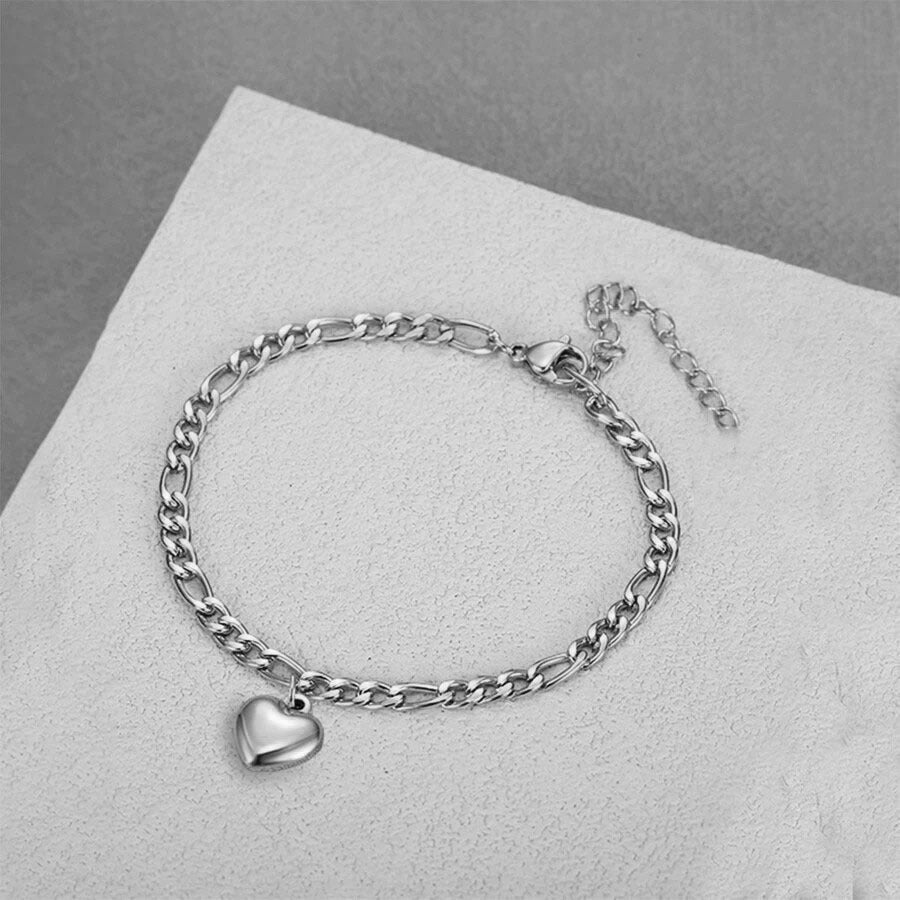 Herz Charm Link Armband Karnz