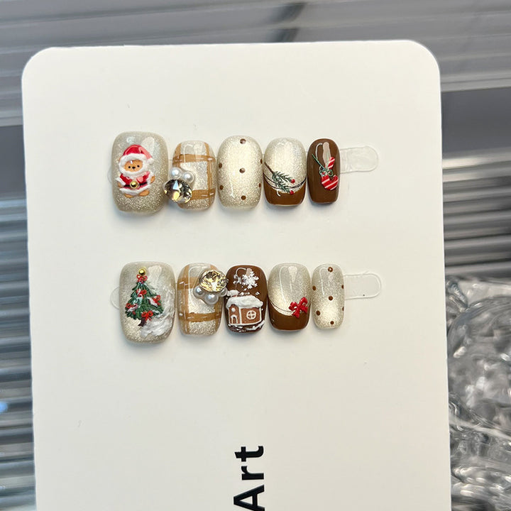 Festliches Feiertags-Themen Press-On Nagelset