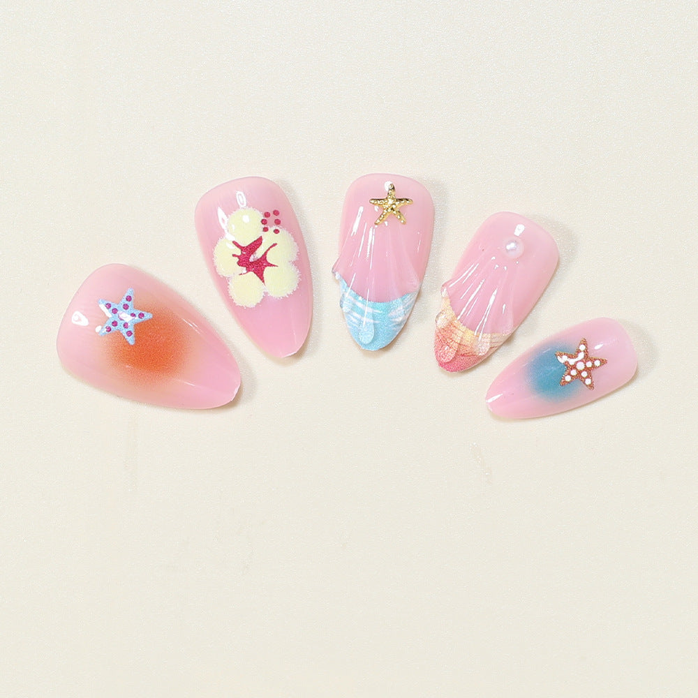 Künstlerische vom Ozean inspirierte Press-On Nagelkunst Karnz