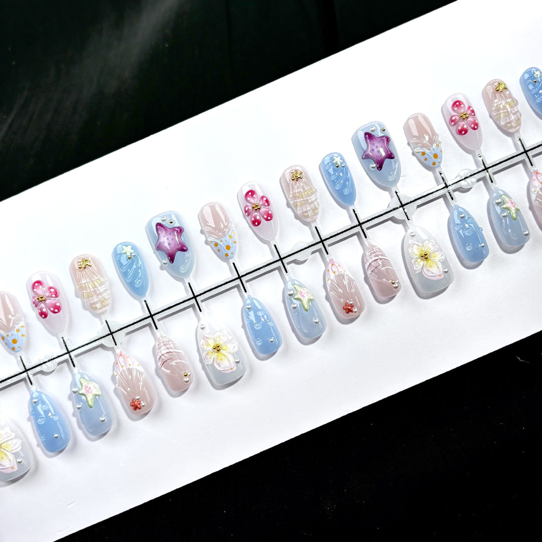 Elegante Polka Dot und Spitzen Press-On Nagel Set