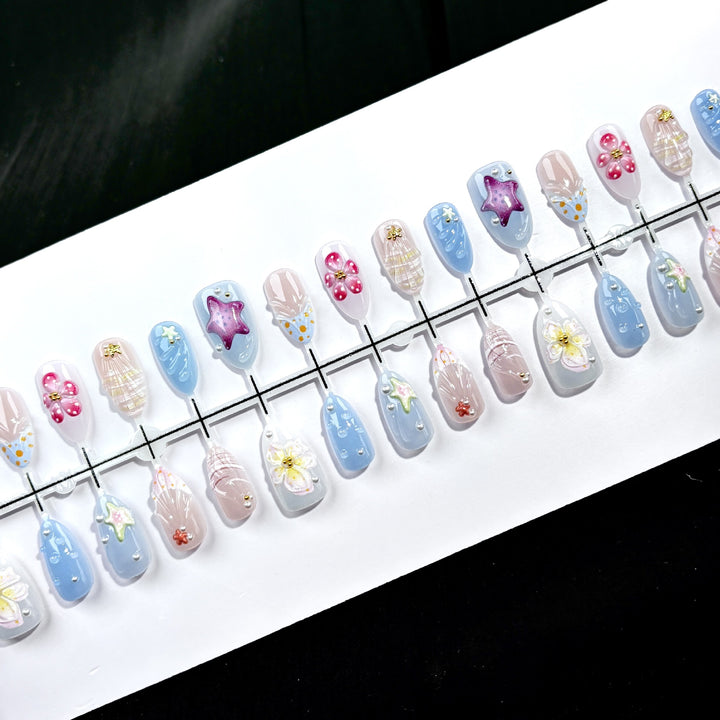 Elegante Polka Dot und Spitzen Press-On Nagel Set