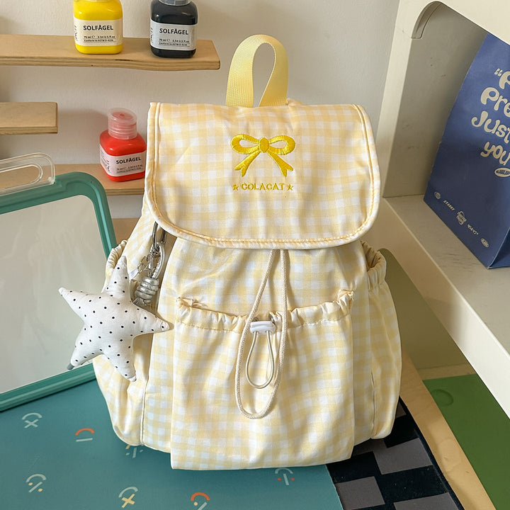 Süßer Karomuster-Zugbeutel Rucksack Karnz