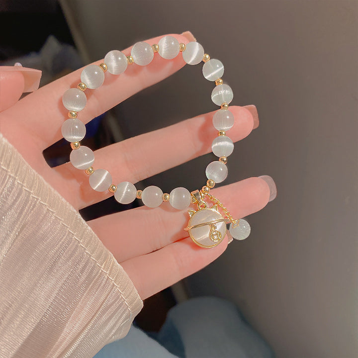 Charm Perlenarmband mit Katzenanhänger Karnz