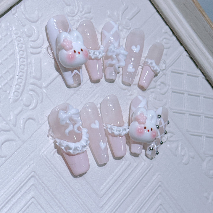 Niedliches Hasen-Thema Press-On Nagelset