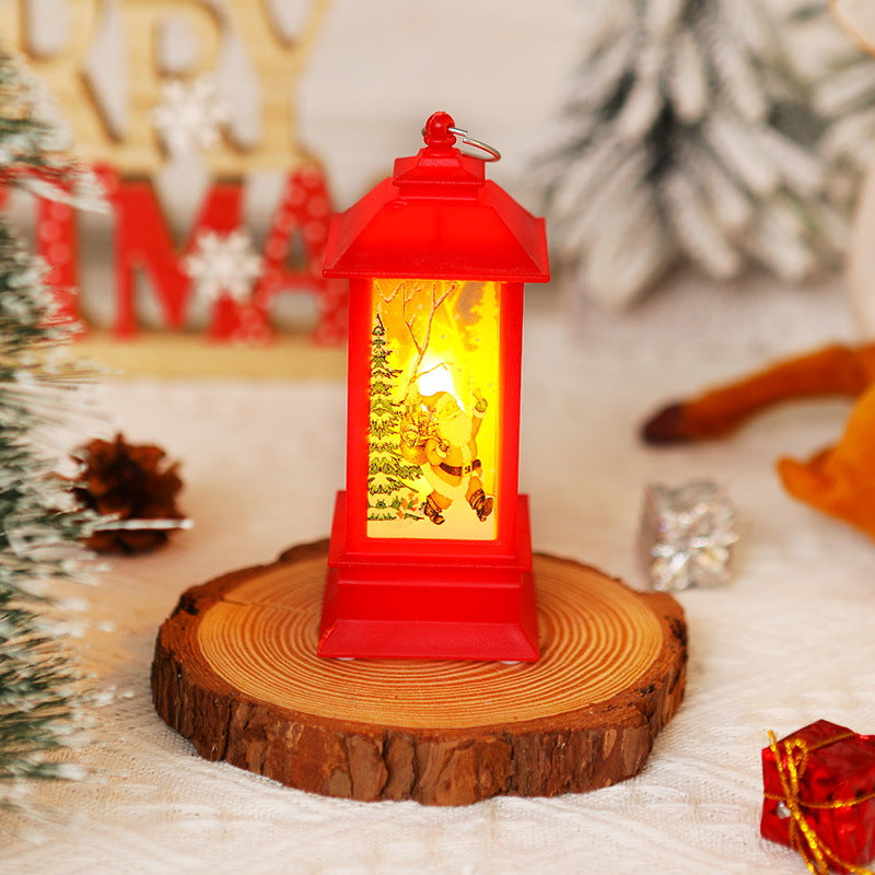 Nostalgische LED Weihnachtslaterne mit beweglichem Santa-Motiv Karnz