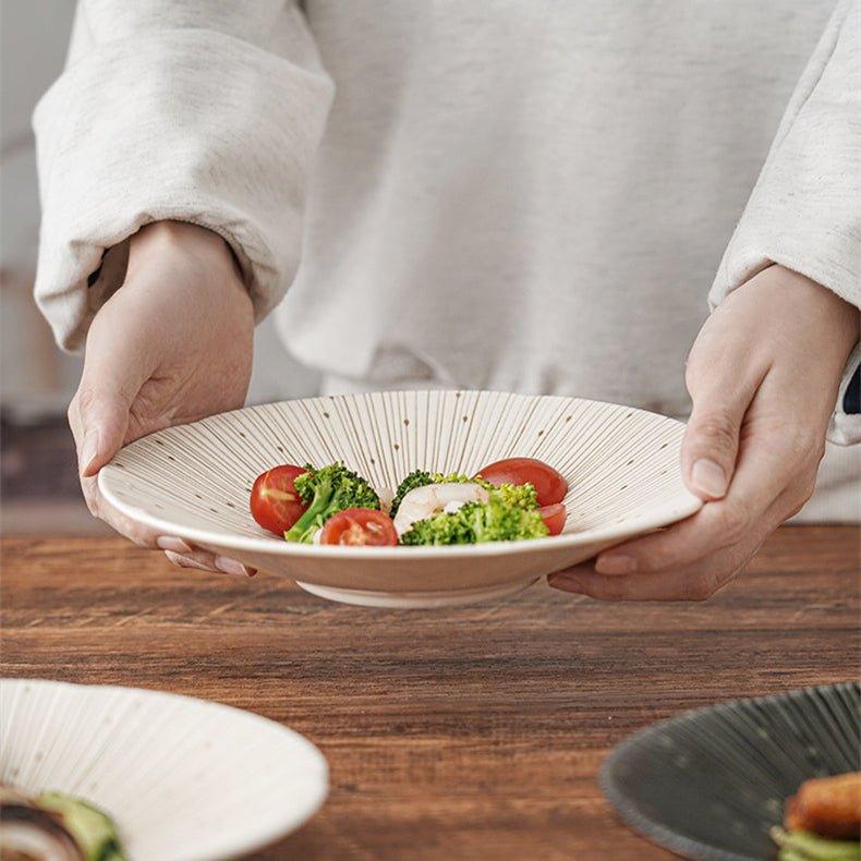 Handgefertigte japanische Mino Ware Keramische zerknitterte Teller | Karnz