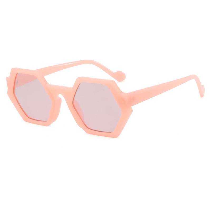 Damen auffällige Sonnenbrille mit hexagonalem Rahmen und komfortablem Sitz Karnz