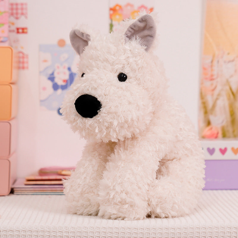 Fluffy Sitz Plüsch Hund Plüschspielzeug mit lockigem Kunstfell und knuddelbarer Bohnenfüllung Karnz