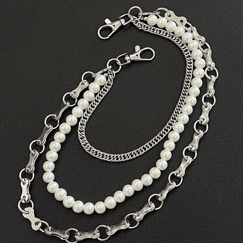Modische Kettenarmband mit Perlen und Metallglieder Karnz