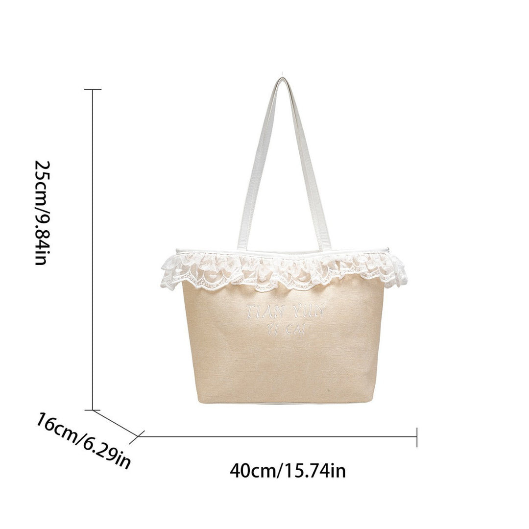 Elegante Leinen-Tasche mit Spitzenbesatz Karnz