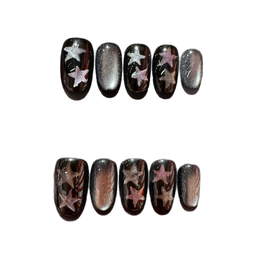 Künstlerisches Press-On-Nagelkunst-Set mit handgefertigten Sternen-Designs
