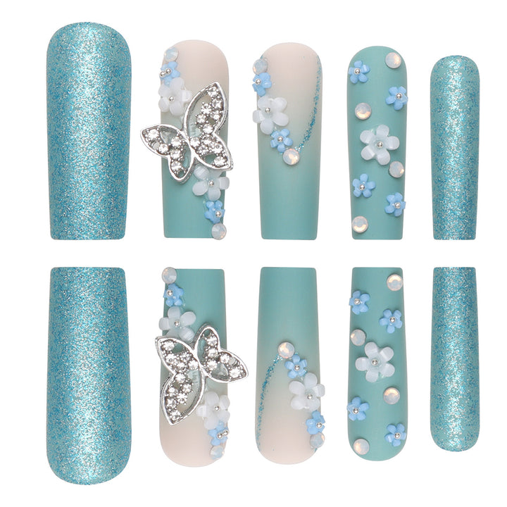 Künstlerisches Schmetterlings-verziertes Press-on-Nagelset Karnz