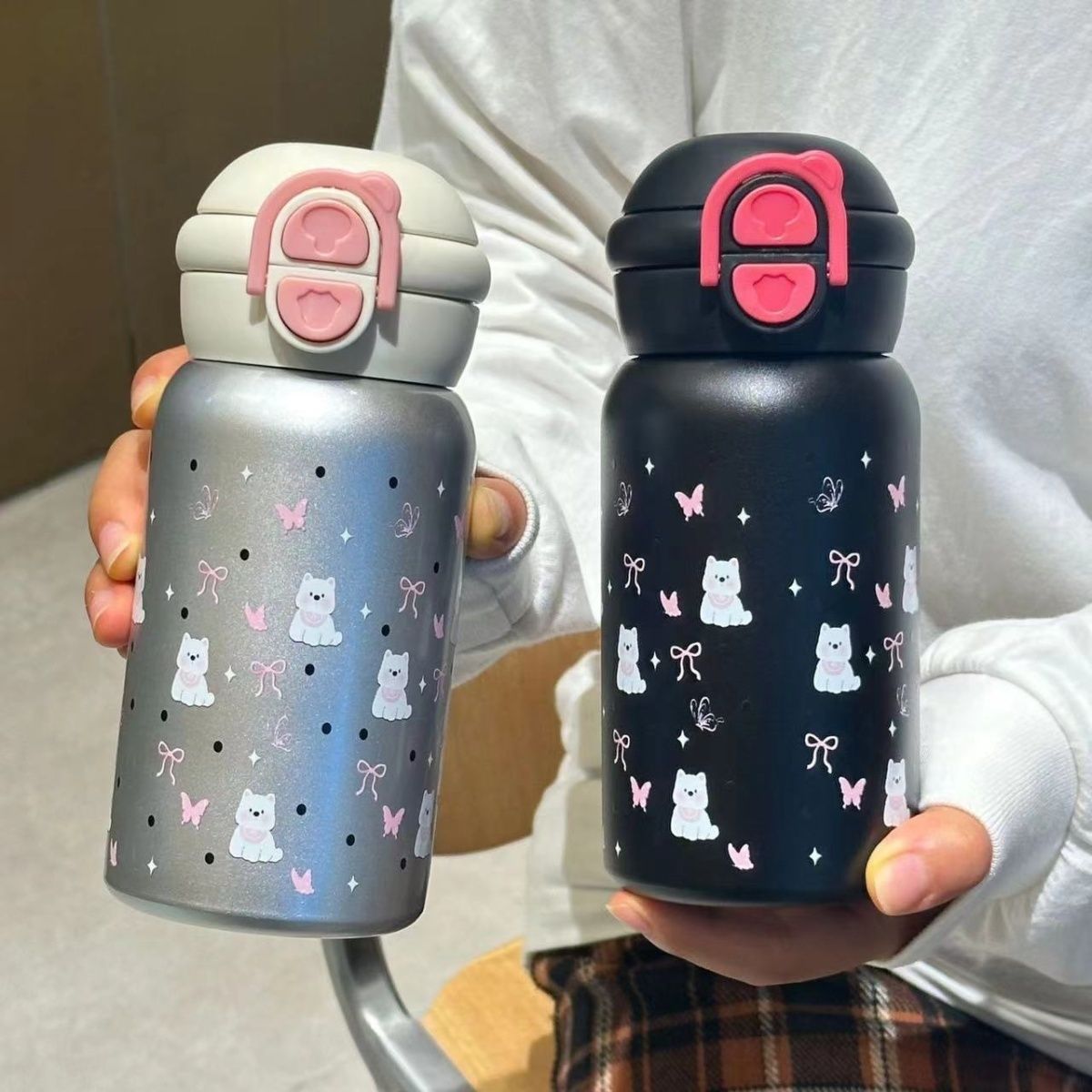 Damen isolierte Trinkflasche mit sicherem Verschluss und niedlichem Tierdesign Karnz