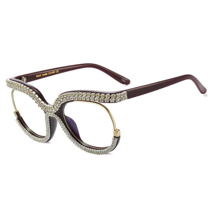 Damen Glamouröse Designer-Sonnenbrille mit funkelndem Rahmen Karnz