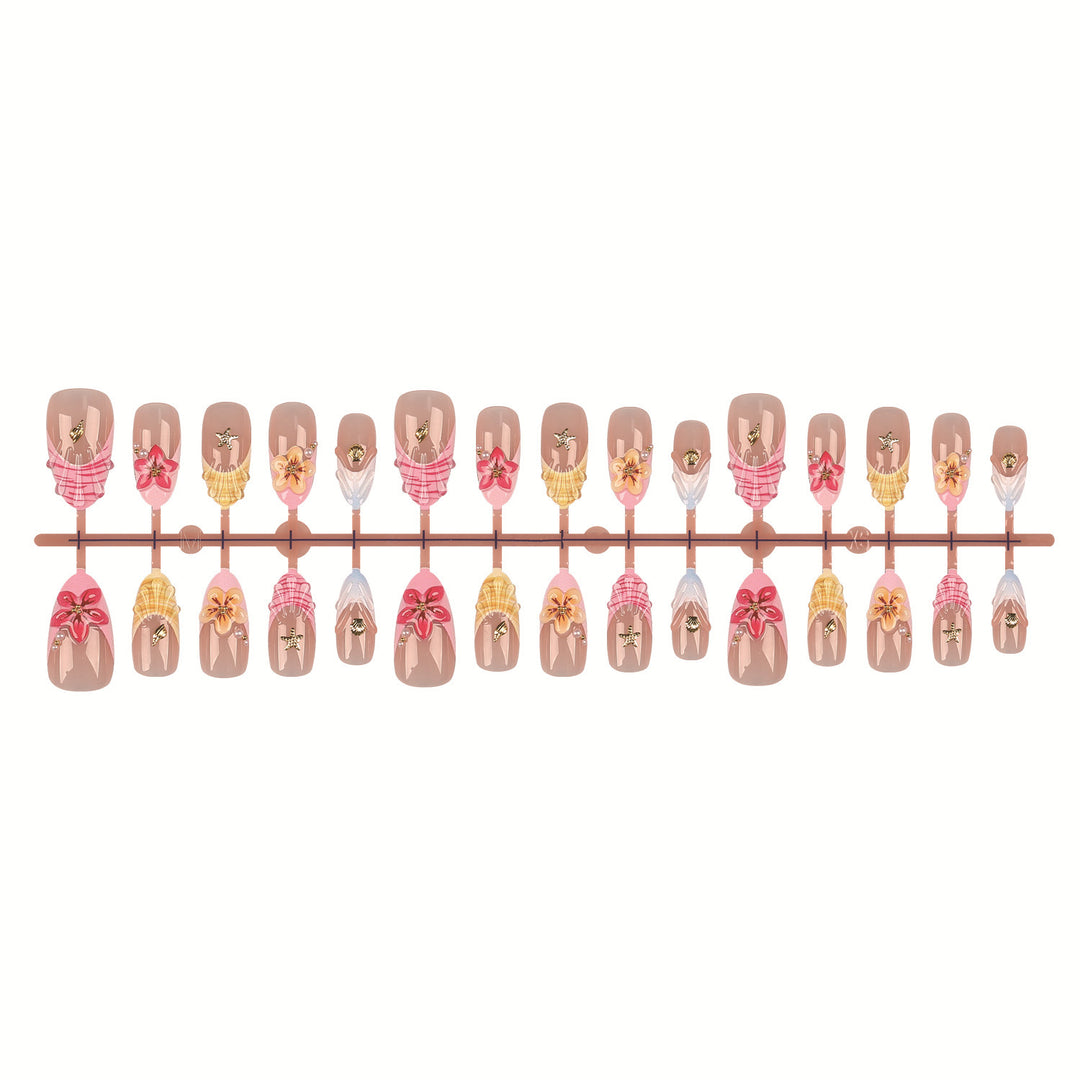 Künstlerisches Florales Press-On Nagelkunst Set