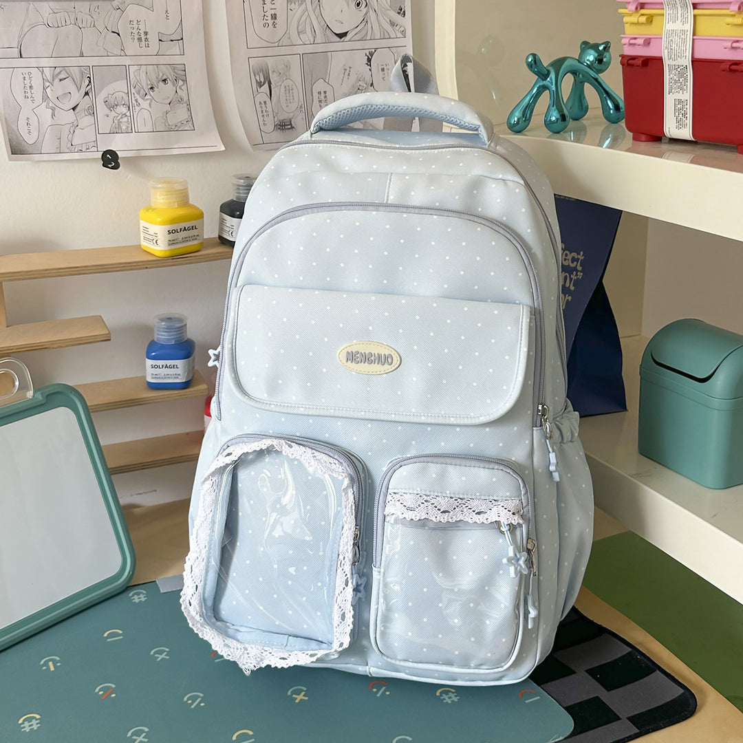 Niedlicher dekorativer gepunkteter Schulrucksack Karnz